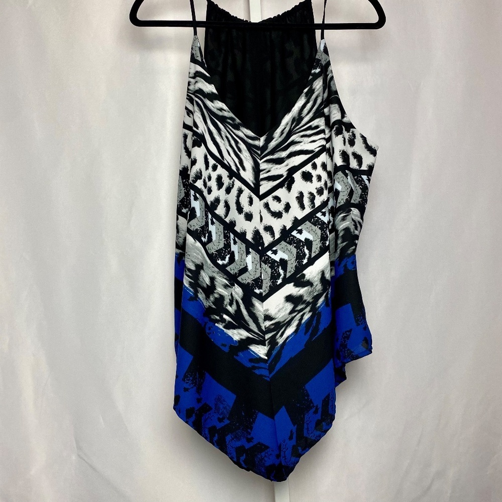 💙5/$15 Womenʻs Plus Size Animal Print Spaghetti Strap Handkerchief Blouse